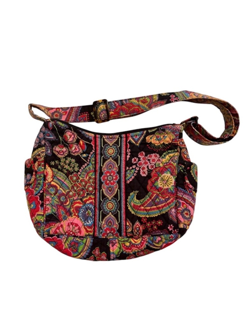 Vera Bradley Saddle Crossbody Bag Floral Paisley Purse Pockets Adjustable Strap